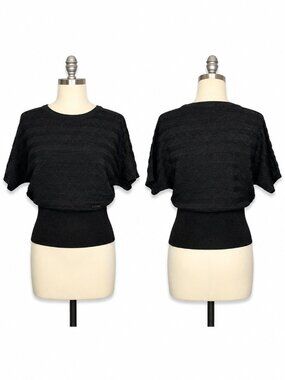 Liz & Me Black Metallic Silver Dolman Sleeve Knit Top – Size 2X (22/24W)